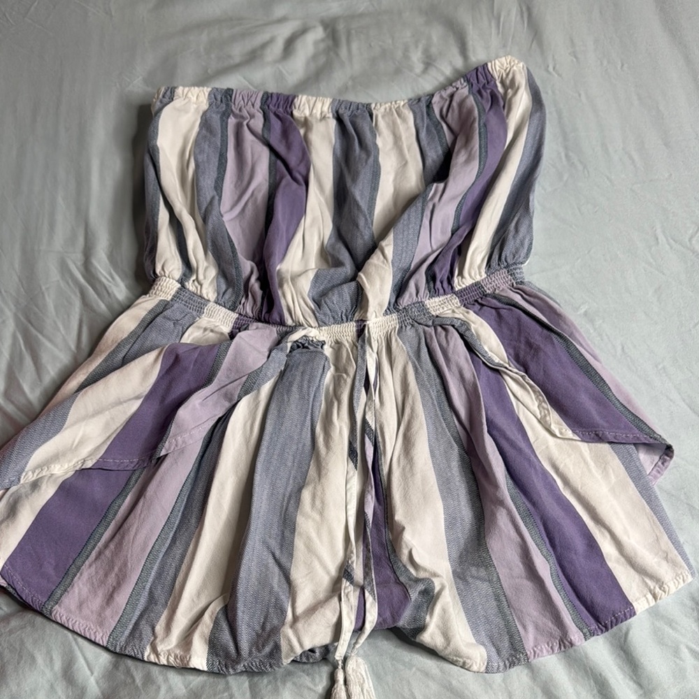 Striped Strapless Romper